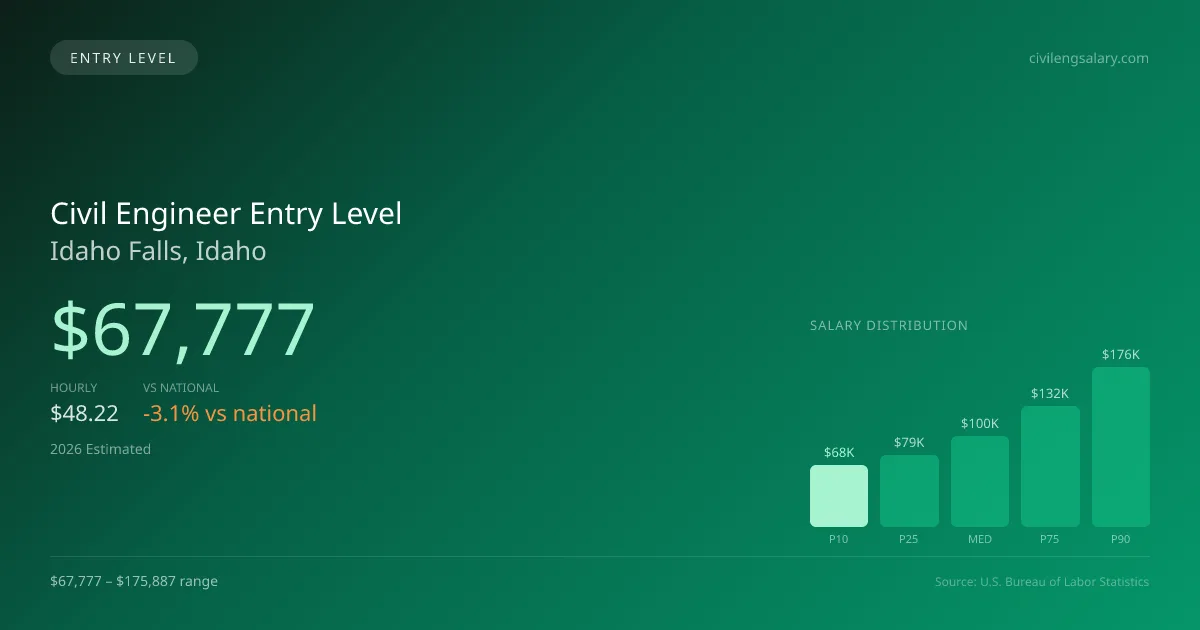 Civil Engineer Entry Level Salary in Idaho Falls, ID — 2026 est., based on 2025 BLS