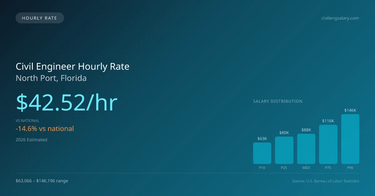 Civil Engineer Hourly Rate in North Port, FL — 2026 est., based on 2025 BLS