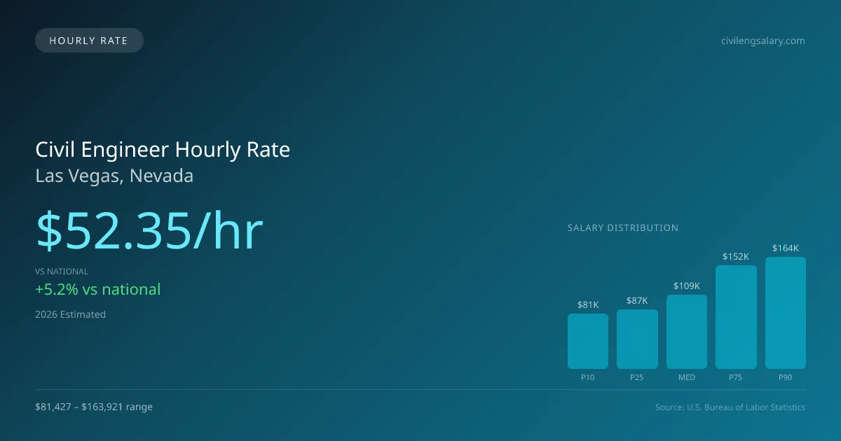 Civil Engineer Hourly Rate in Las Vegas, NV — 2026 est., based on 2025 BLS
