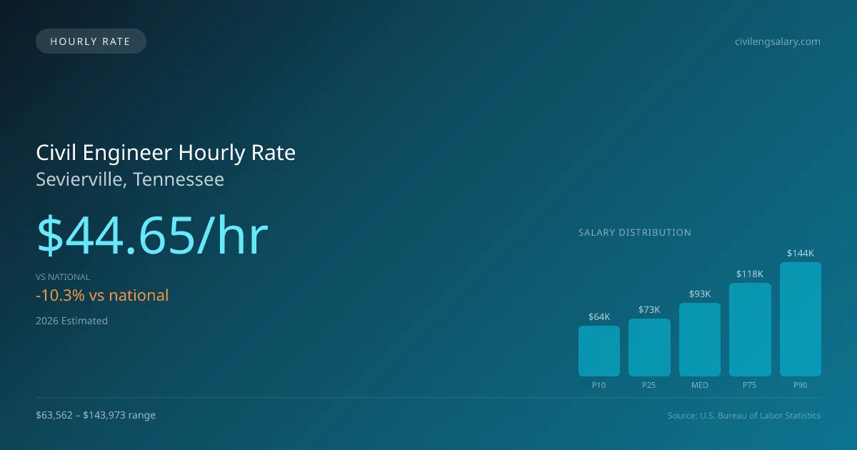 Civil Engineer Hourly Rate in Sevierville, TN — 2026 est., based on 2025 BLS