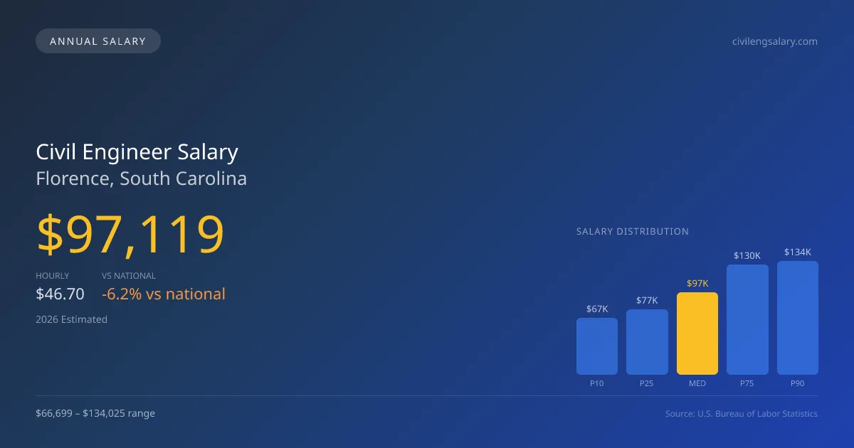 Civil Engineer Salary in Florence, SC — 2026 est., based on 2025 BLS