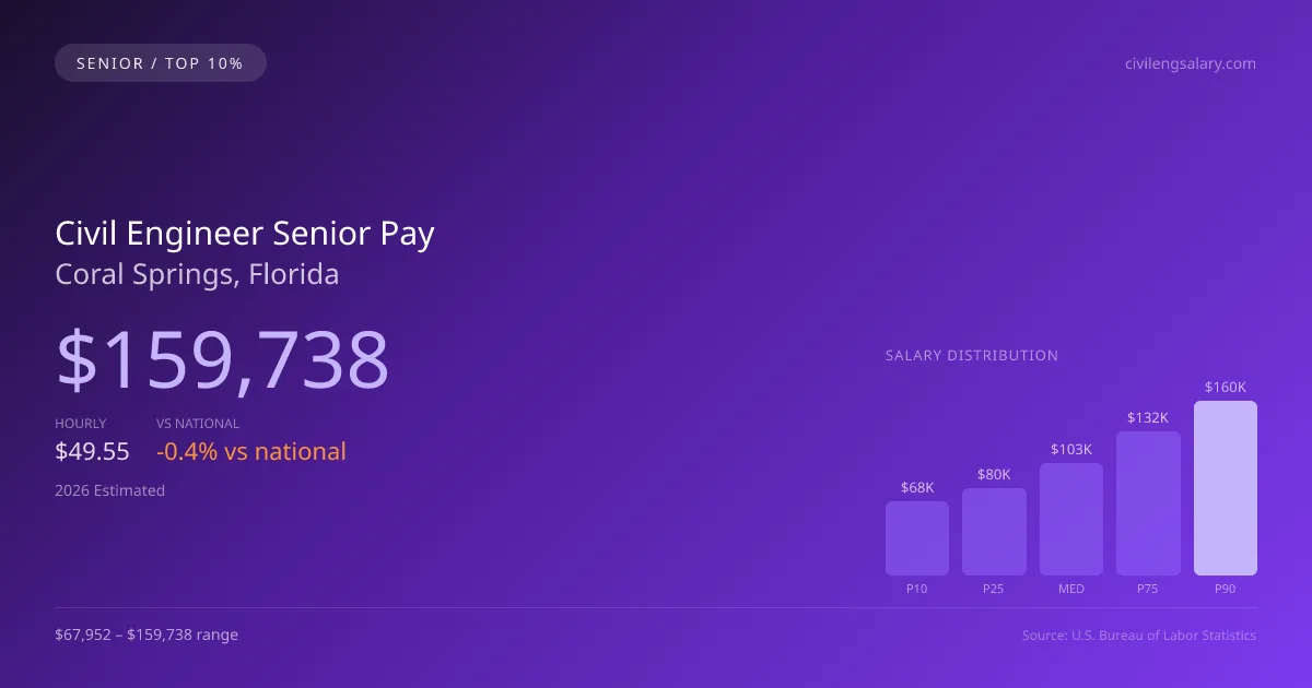 Civil Engineer Senior Salary in Coral Springs, FL — 2026 est., based on 2025 BLS