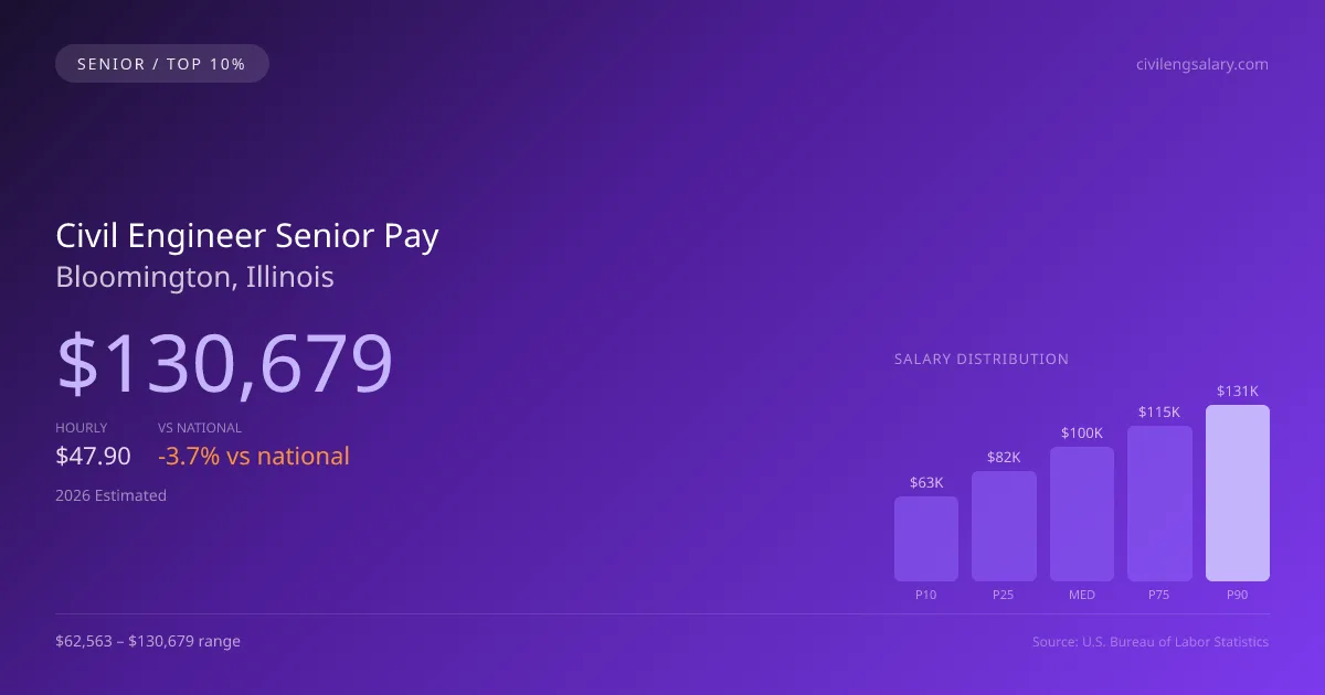 Civil Engineer Senior Salary in Bloomington, IL — 2026 est., based on 2025 BLS