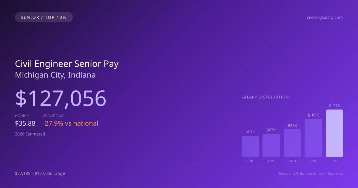 Civil Engineer Senior Salary in Michigan City, IN — 2026 est., based on 2025 BLS