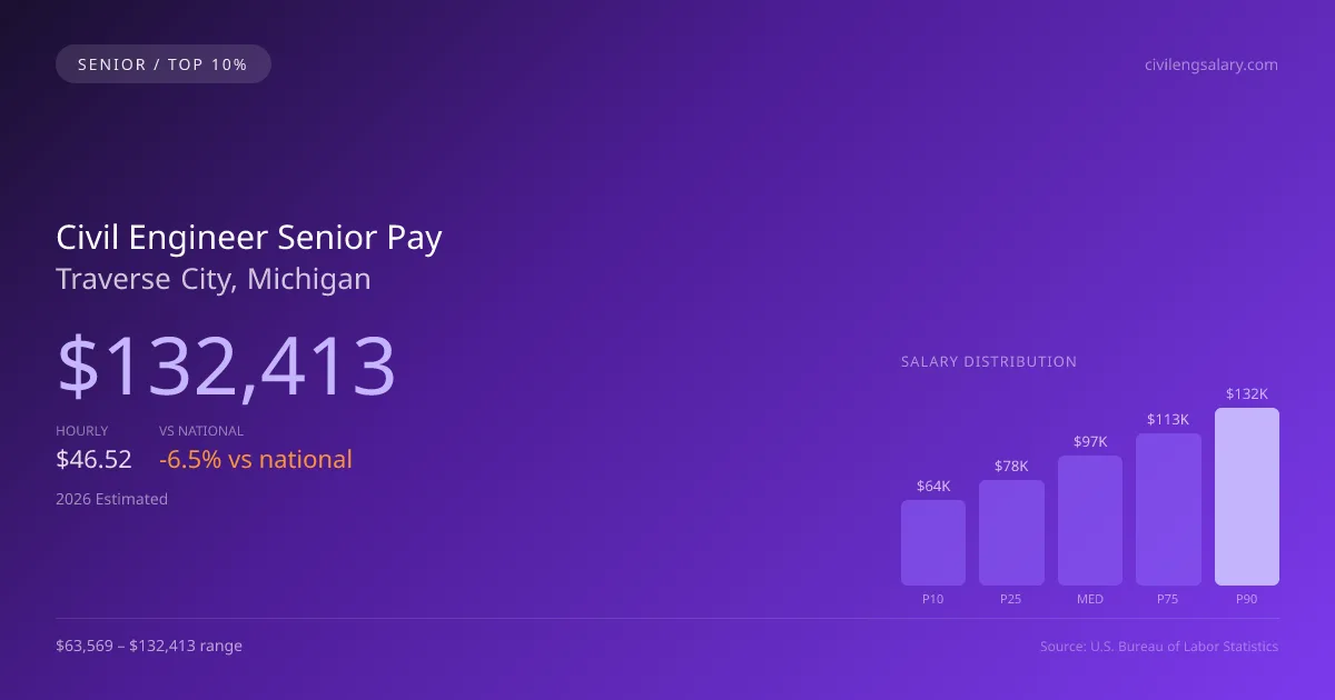 Civil Engineer Senior Salary in Traverse City, MI — 2026 est., based on 2025 BLS