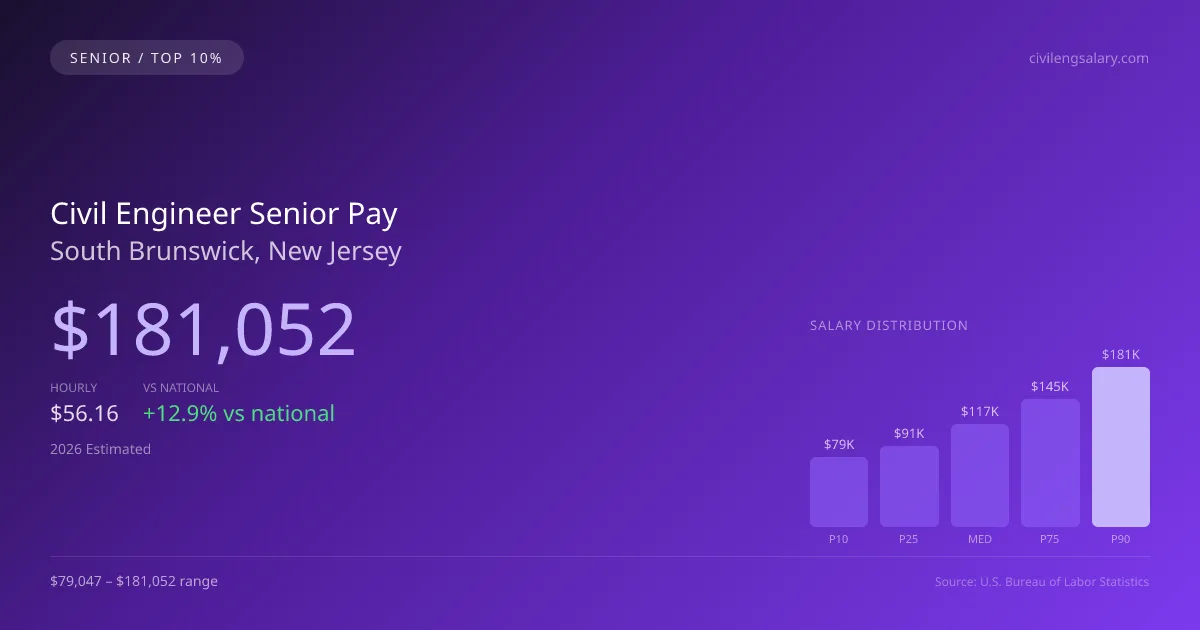 Civil Engineer Senior Salary in South Brunswick, NJ — 2026 est., based on 2025 BLS