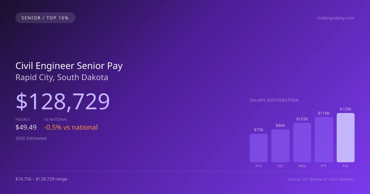 Civil Engineer Senior Salary in Rapid City, SD — 2026 est., based on 2025 BLS