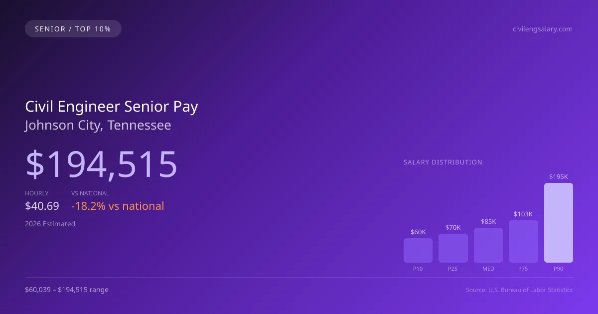 Civil Engineer Senior Salary in Johnson City, TN — 2026 est., based on 2025 BLS